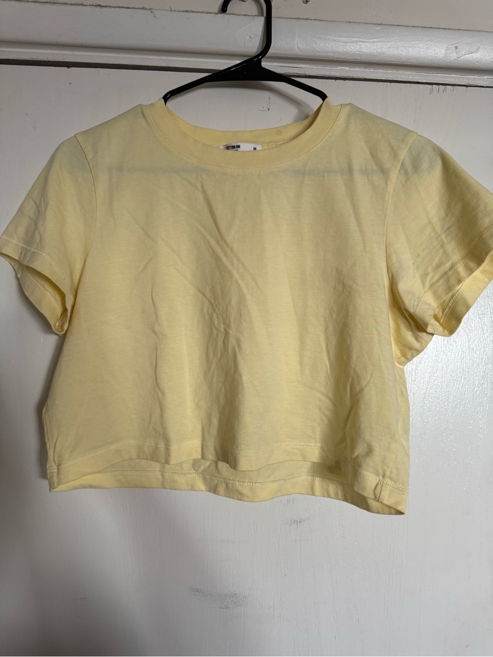Cotton On Pale Yellow Cropped Crewneck Tee